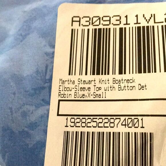 Martha Stewart Knit Boatneck Button Elbow-Sleeve Top - Picture 6 of 6